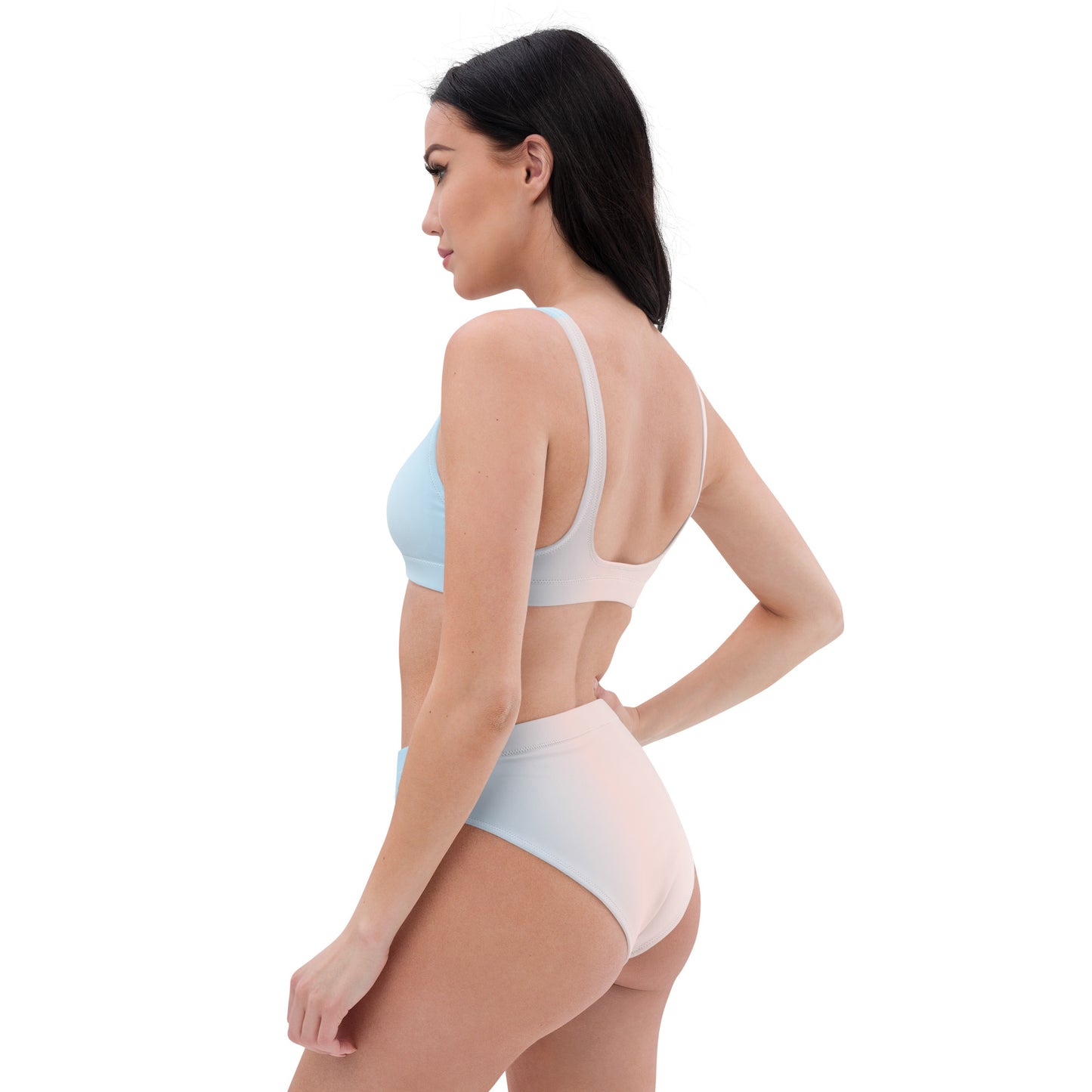 Eco-Friendly High-Waisted Bikini Rainbow Style