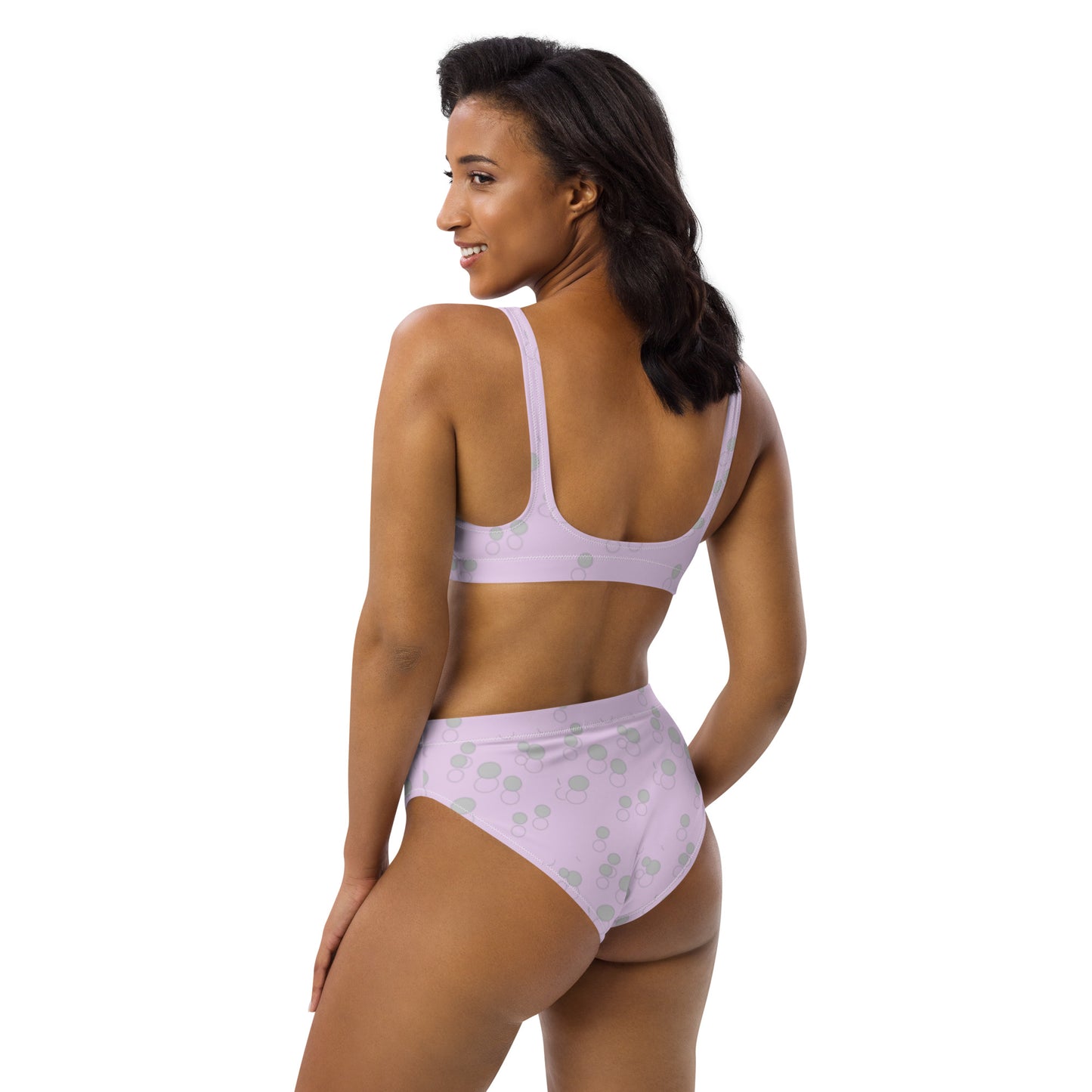 Eco-Friendly High-Waisted Bikini Purple With Circles