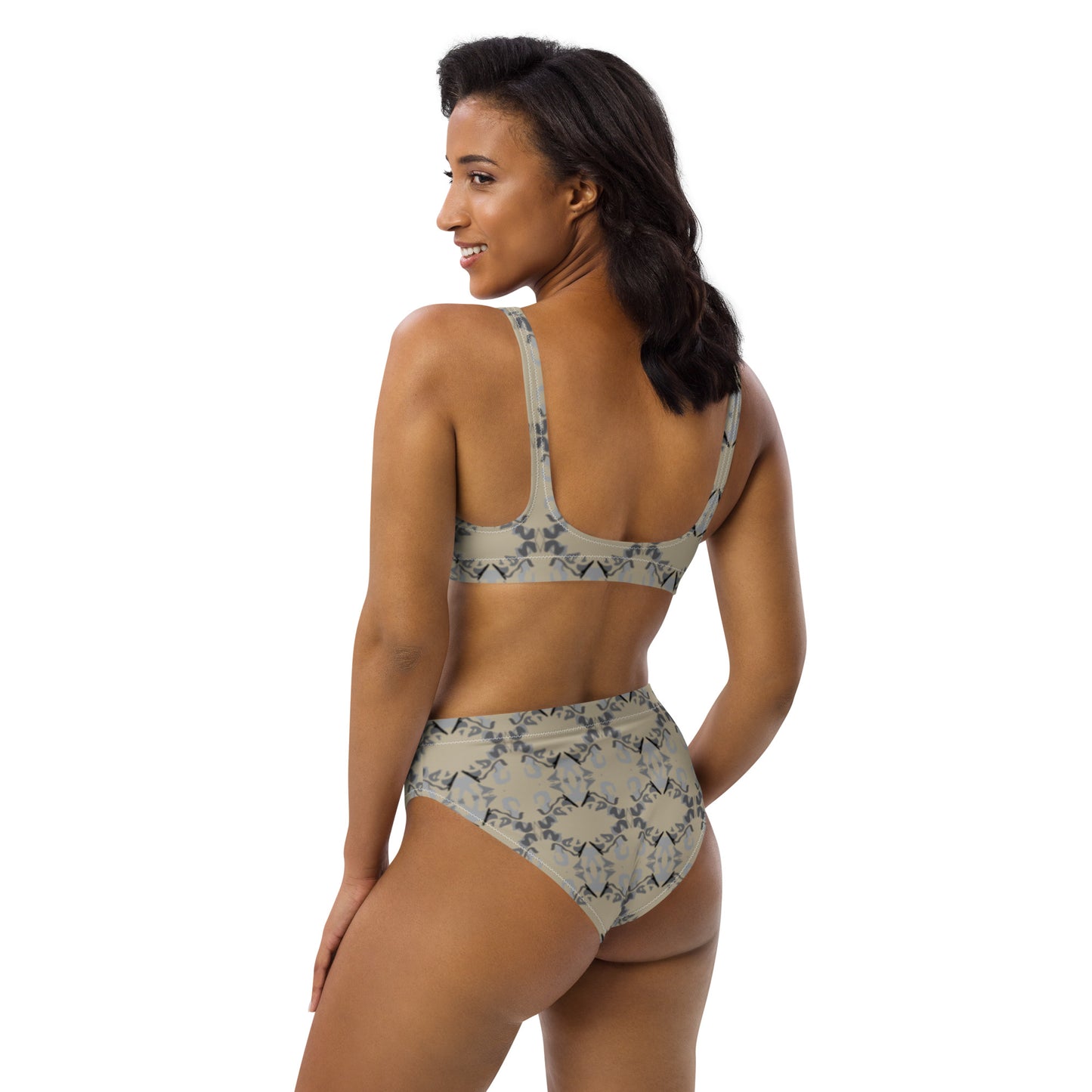 Recycled high-waisted bikini Tan Abstract