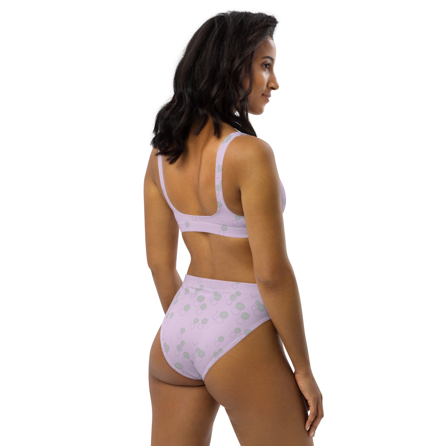 Eco-Friendly High-Waisted Bikini Purple With Circles