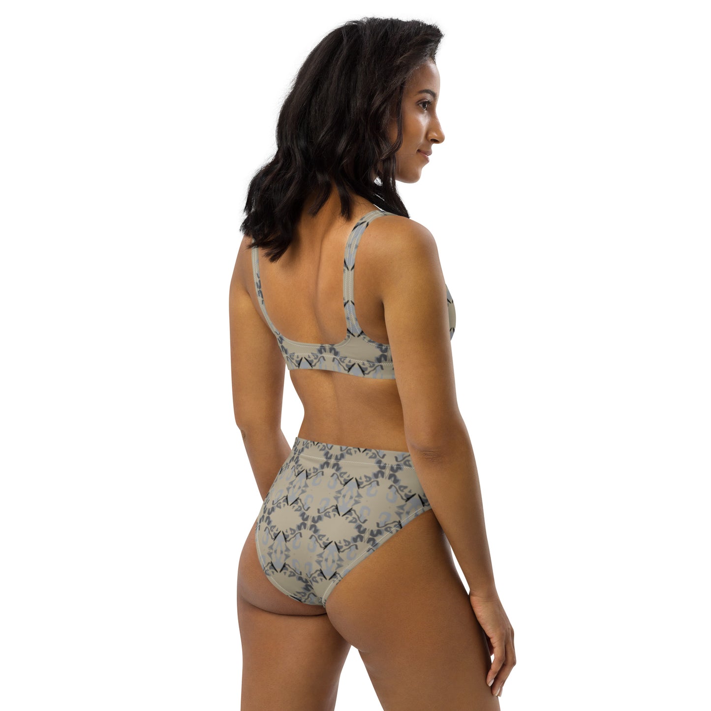 Recycled high-waisted bikini Tan Abstract