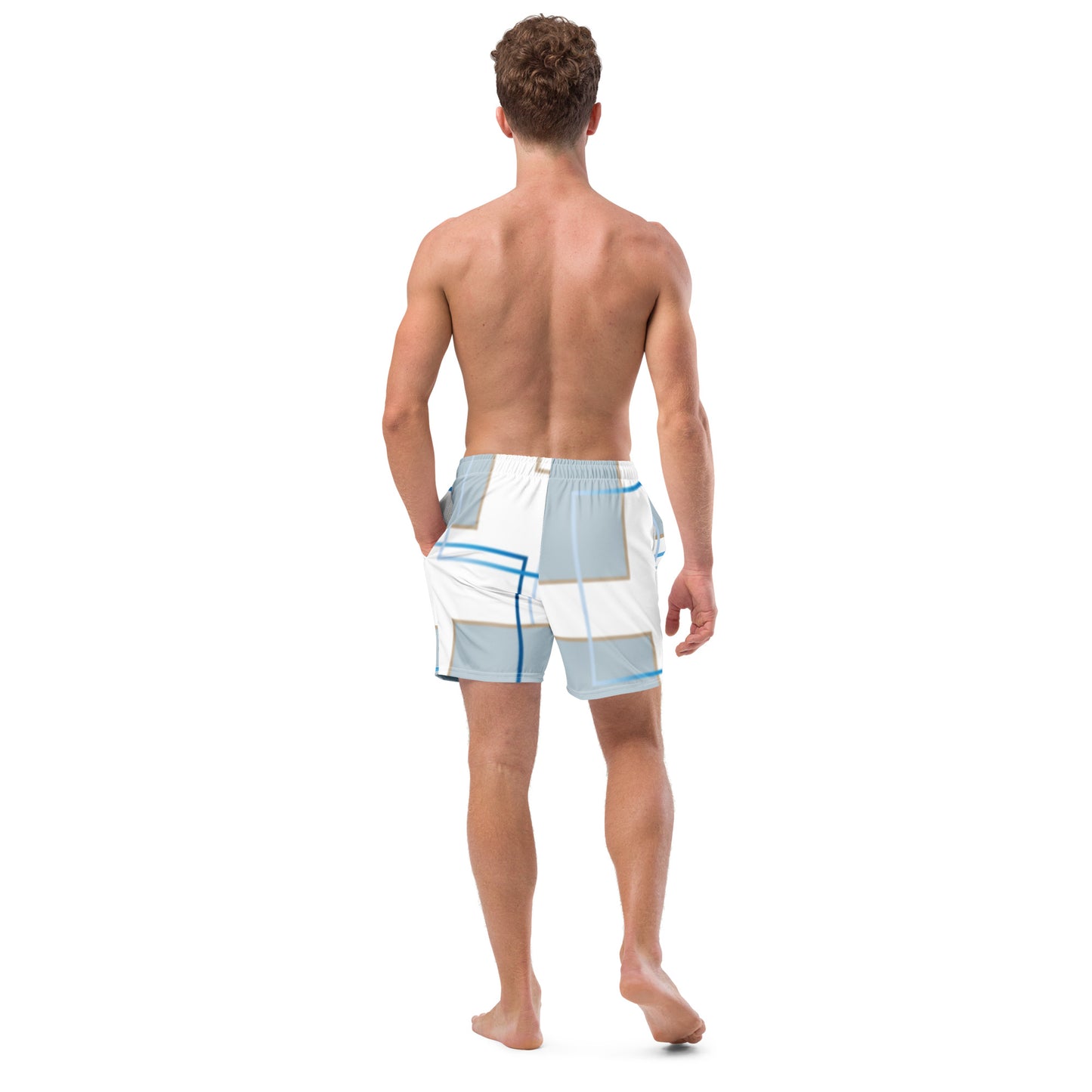 Men's swim trunks Gray Square Design