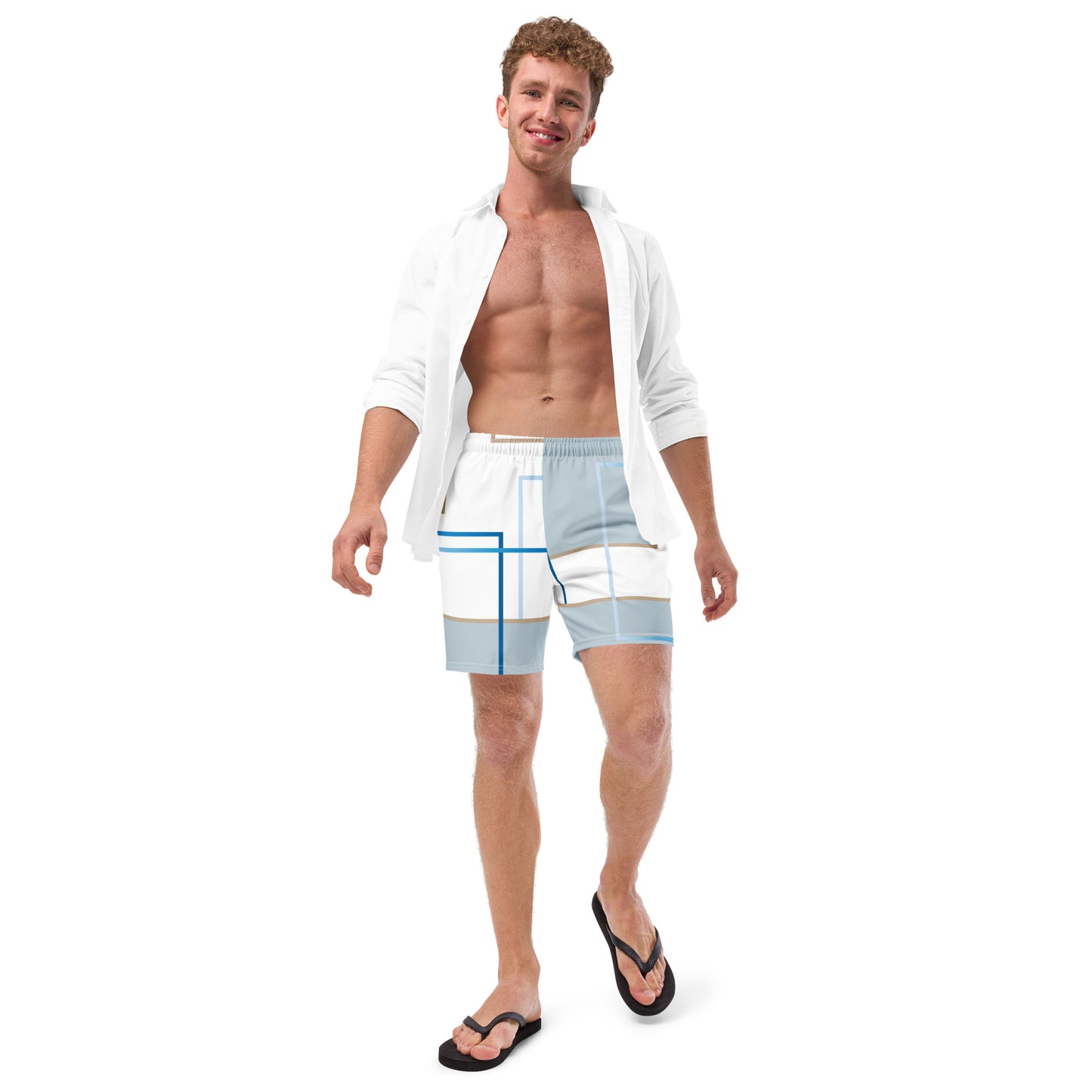 Men's swim trunks Gray Square Design
