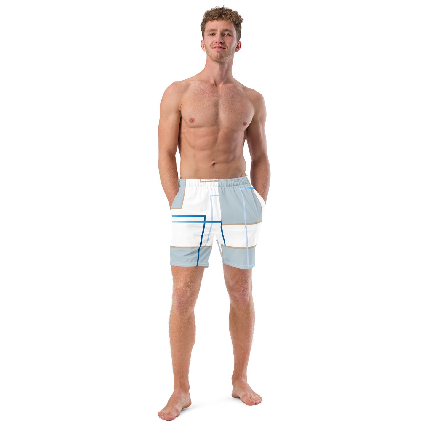 Men's swim trunks Gray Square Design