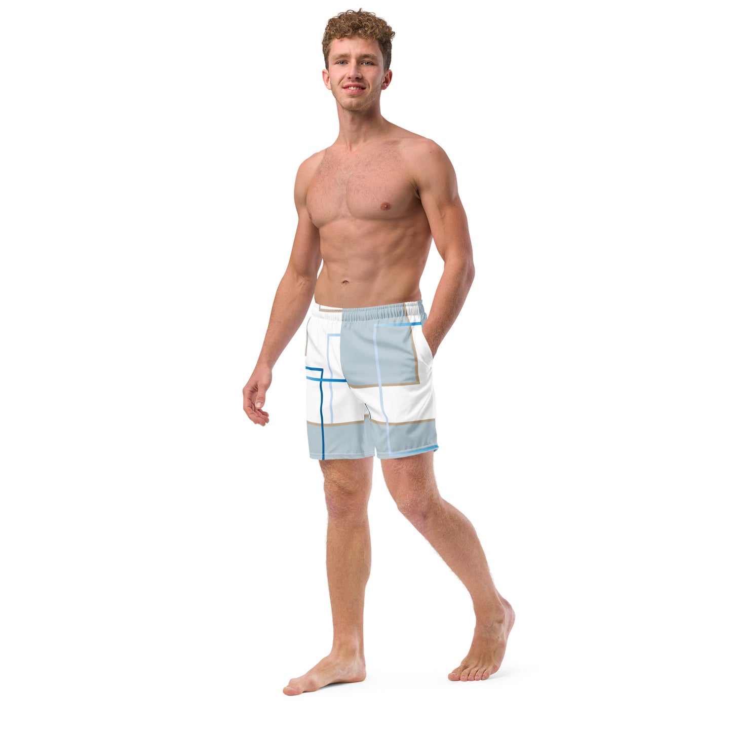 Men's swim trunks Gray Square Design