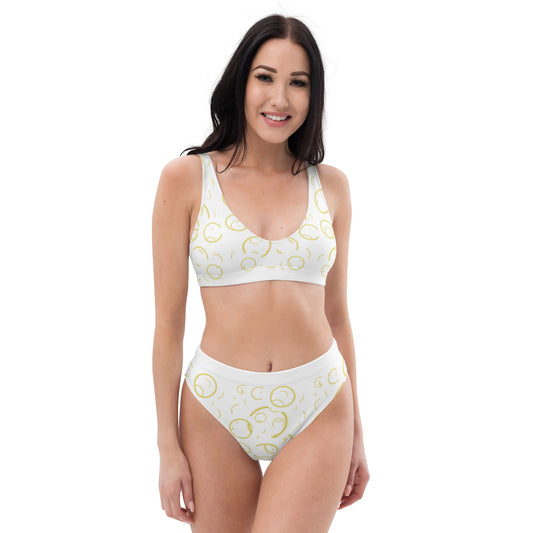 Eco-Friendly High-Waisted Bikini With Yellow Circles