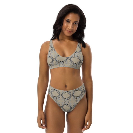 Recycled high-waisted bikini Tan Abstract