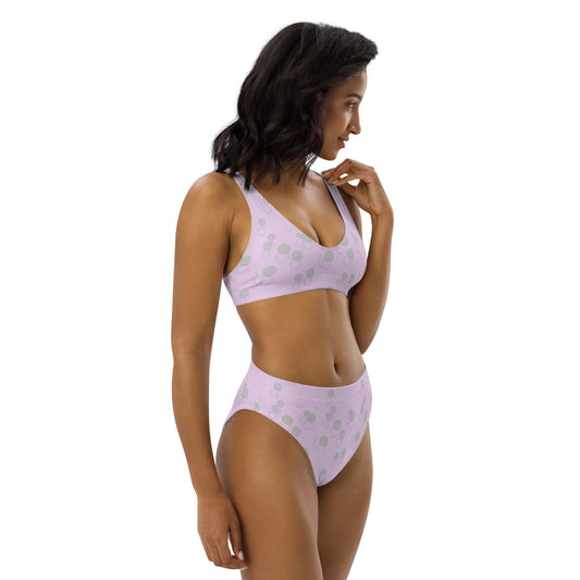 Eco-Friendly High-Waisted Bikini Purple With Circles