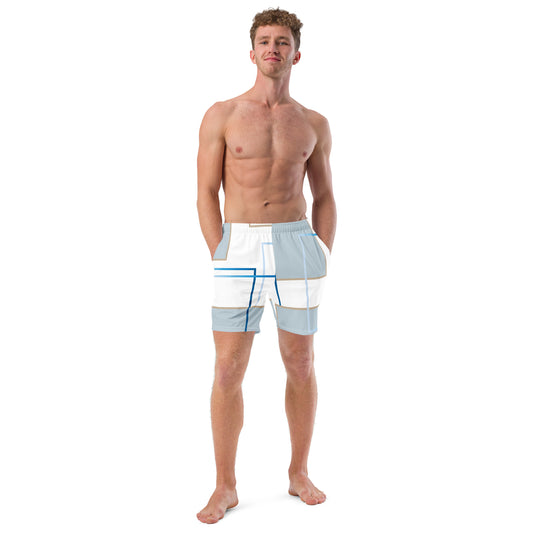 Men's swim trunks Gray Square Design